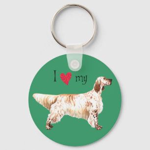 I Love my English Setter Keychain