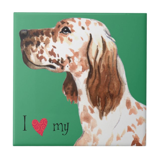 I Love my English Setter Tile (Front)