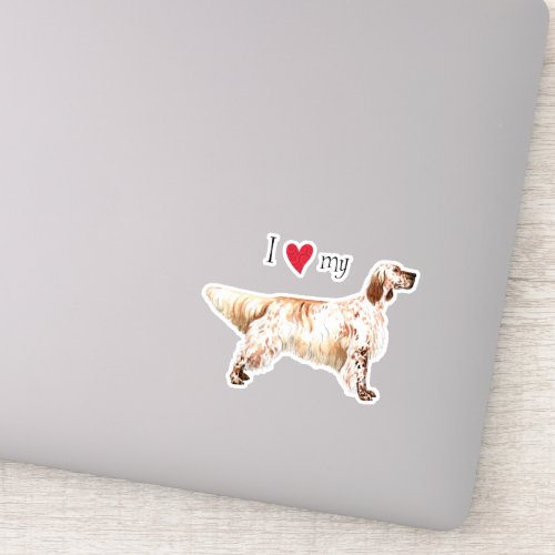 I Love my English Setter Vinyl Sticker