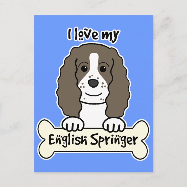 I Love My English Springer Postcard (Front)