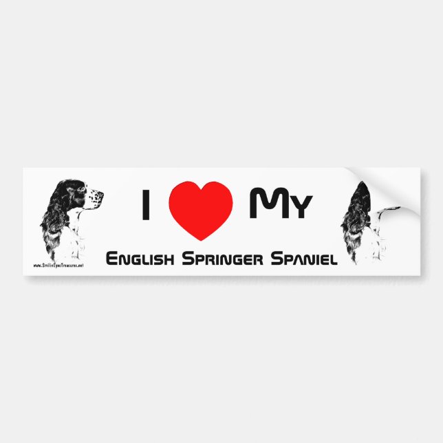 I Love My English Springer Spaniel Bumper Sticker (Front)