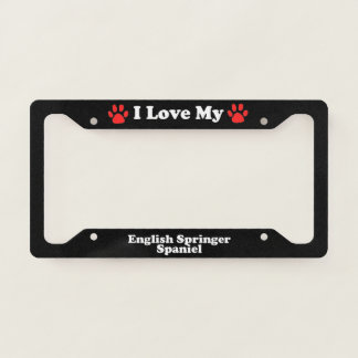 I Love My English Springer Spaniel Dog License Plate Frame