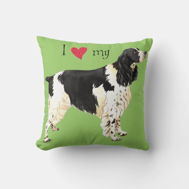 I Love my English Springer Spaniel Throw Pillow (Front)