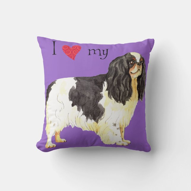 I Love my English Toy Spaniel Throw Pillow (Front)