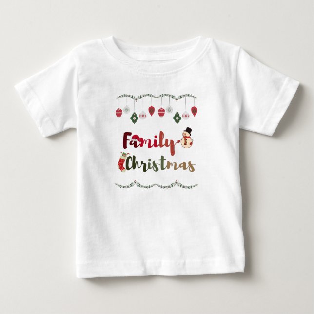 I Love My Family, Christmas Cheer Family Christmas Baby T-Shirt (Front)