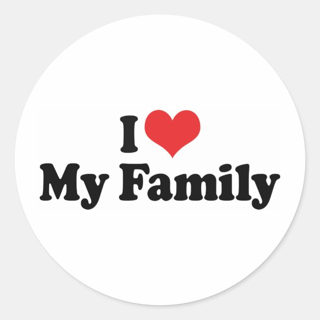 i Love My Family Classic Round Sticker (Front)