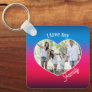 I Love my Family Heart Shape Color Photo Keychain