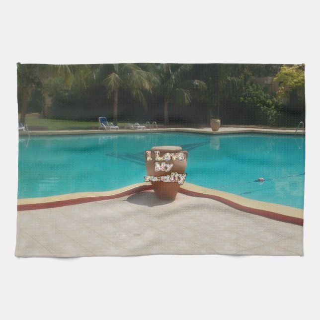 I Love My Family Poolside Art Towel (Horizontal)