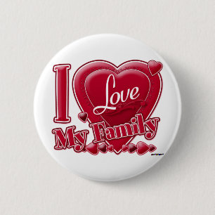 I Love My Family red - heart Pinback Button