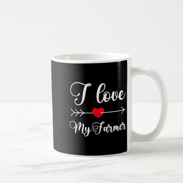 I Love My Farmer Quote Farmer's Wife Girlfriend Hu Coffee Mug (Right)