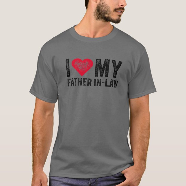 I Love My Father In Law Red Heart Father's Day Fun T-Shirt (Front)