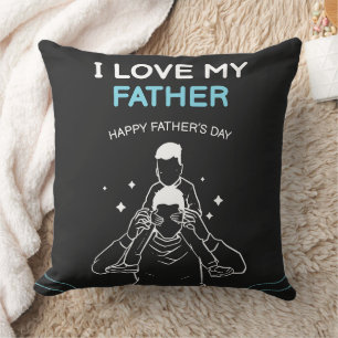 I Love My Father Shoulder Ride Sketch Throw Pillow