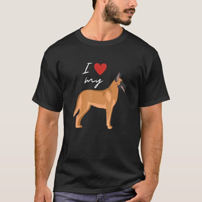 I Love My Fawn Sable Belgian Malinois Dog   T-Shirt (Front)