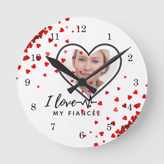 I Love My fiancée - Personalized Best Friend Cute Round Clock (Front)