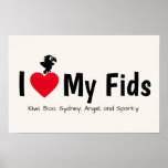 I Love My Fids Feathered Kids Parrot Poster
