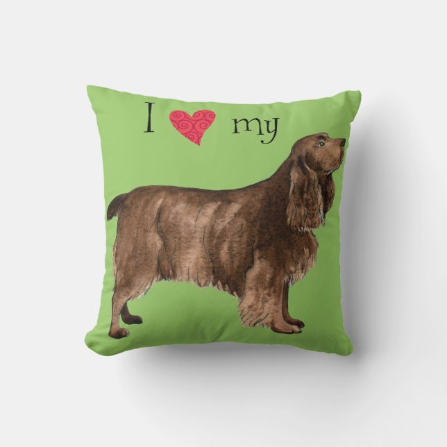 I Love my Field Spaniel Throw Pillow (Front)