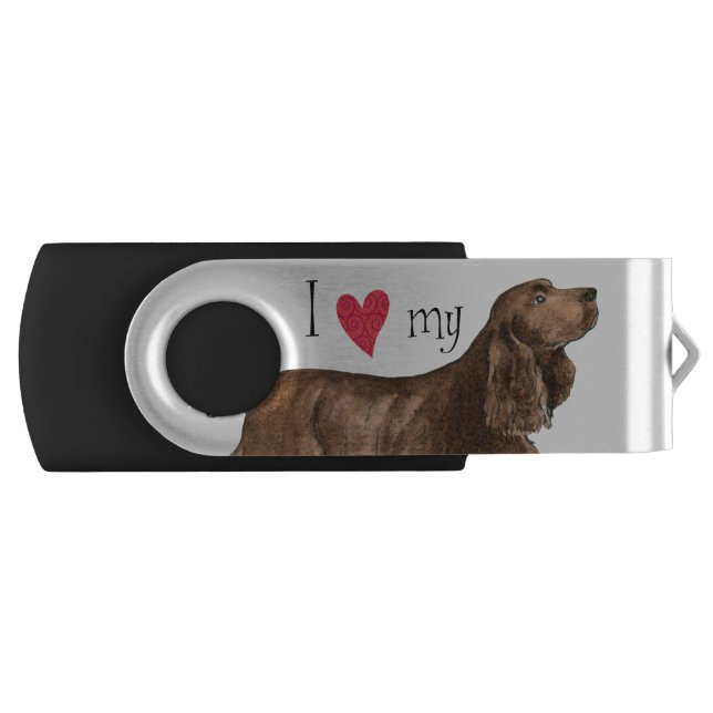 I Love my Field Spaniel USB Flash Drive (Front)