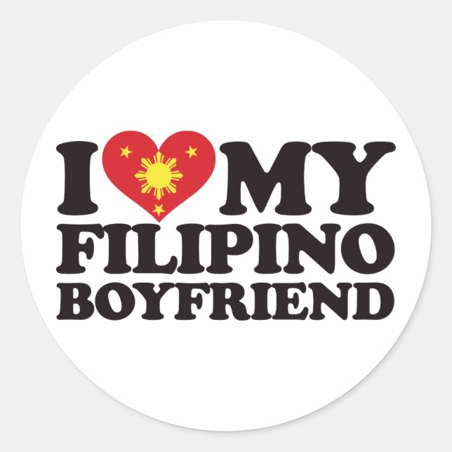 I Love My Filipino Boyfriend Classic Round Sticker (Front)