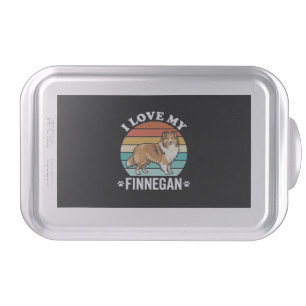 I Love My Finnegan Sheltie Retro Sunset Cake Pan