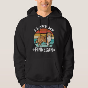I Love My Finnegan Sheltie Retro Sunset Hoodie