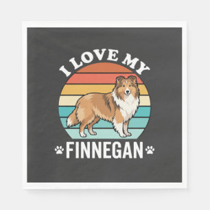 I Love My Finnegan Sheltie Retro Sunset Napkins