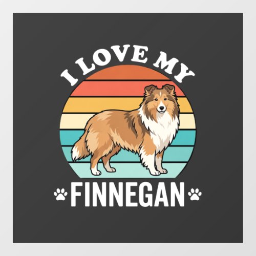 I Love My Finnegan Sheltie Retro Sunset Window Cling
