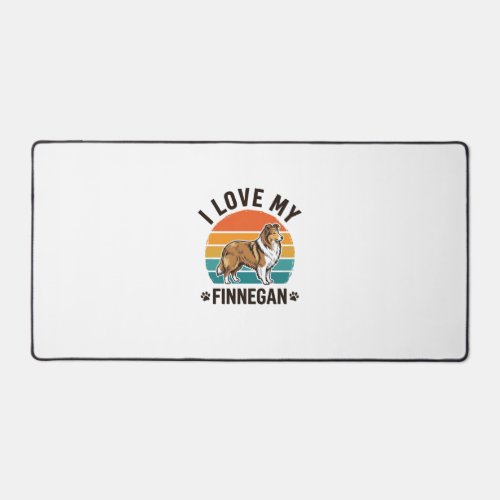 I Love My Finnegan Vintage Dog Name Shirt Design_1 Desk Mat