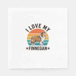 I Love My Finnegan Vintage Dog Name Shirt Design_1 Napkins