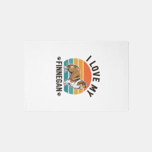 I Love My Finnegan Vintage Dog Name Shirt Design_1 Rug