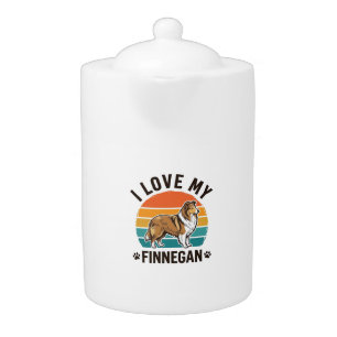 I Love My Finnegan Vintage Dog Name Shirt Design_1 Teapot