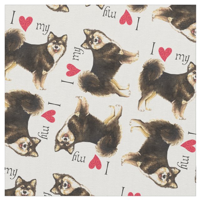 I Love my Finnish Lapphund Fabric (Close Up)