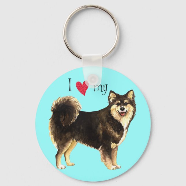 I Love my Finnish Lapphund Keychain (Front)