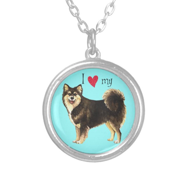 I Love my Finnish Lapphund Silver Plated Necklace (Front)