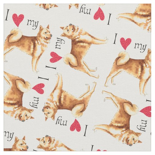 I Love my Finnish Spitz Fabric
