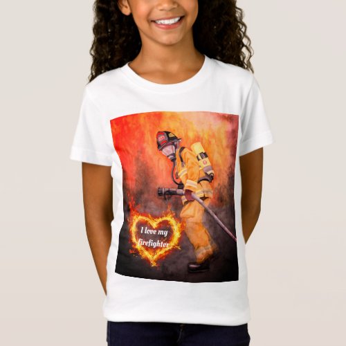 I Love My Firefighter Kids Boys Girls T_shirt