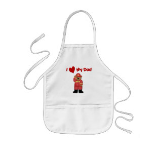 I Love My Fireman Dad Kids' Apron