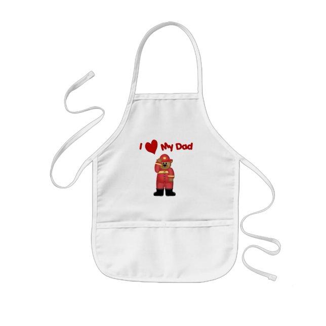 I Love My Fireman Dad Kids' Apron (Front)