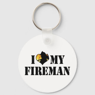 I Love My Fireman Keychain
