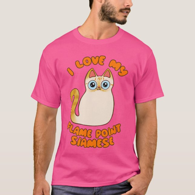 I Love My Flame Point Siamese Cat Cute Cartoon Kit T-Shirt (Front)