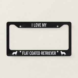I Love My Flat Coated Retriever Dog Silhouettes License Plate Frame