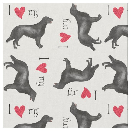 I Love my Flat-Coated Retriever Fabric