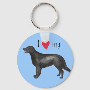 I Love my Flat-Coated Retriever Keychain