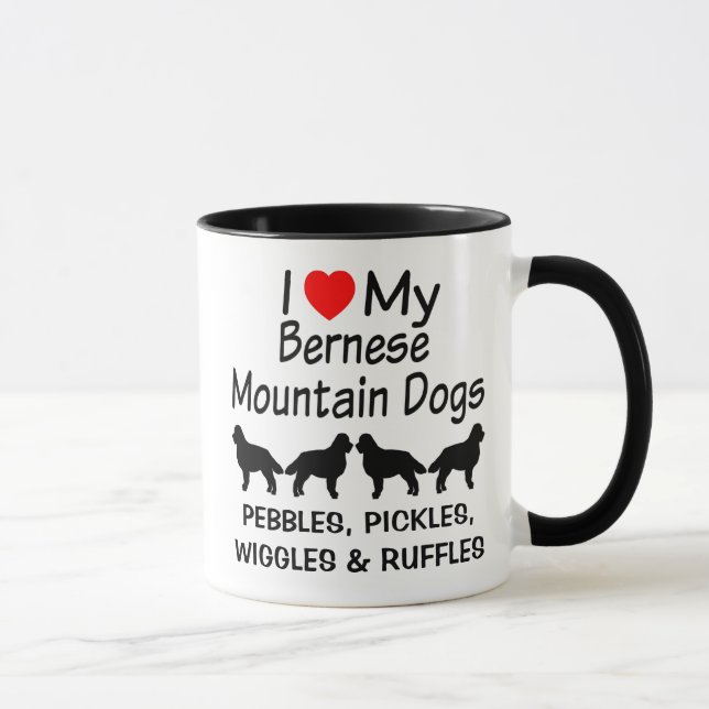 I Love My FOUR Bernese Mountain Dogs Mug (Right)