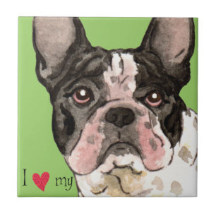 I Love my French Bulldog Ceramic Tile