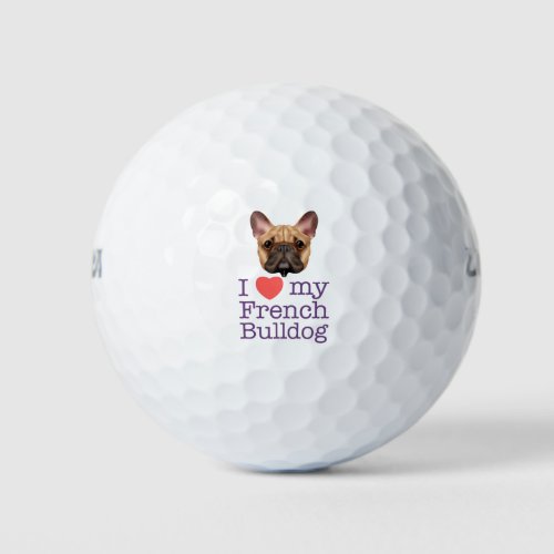 I Love My French Bulldog Golf Balls