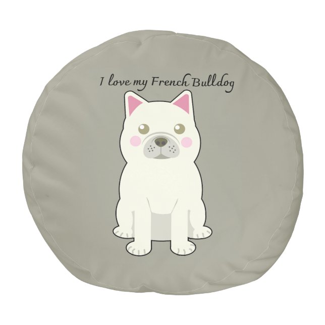 I Love my French Bulldog Pouf (Top)
