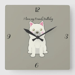 I Love my French Bulldog Square Wall Clock