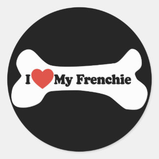 I Love My Frenchie - Dog Bone Classic Round Sticker