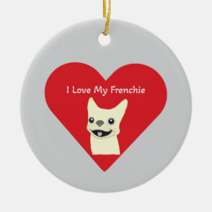 I love my Frenchie, Lavender Ceramic Ornament