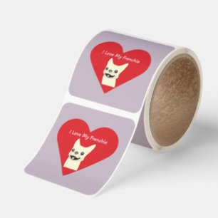 I love my Frenchie, Lavender Square Sticker